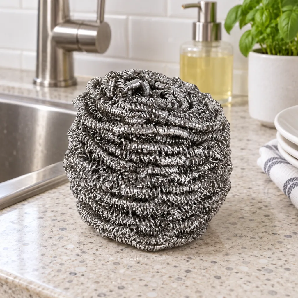 Stainless Steel Scourer Balls 40G (Pack 10) kitchen setting.webp