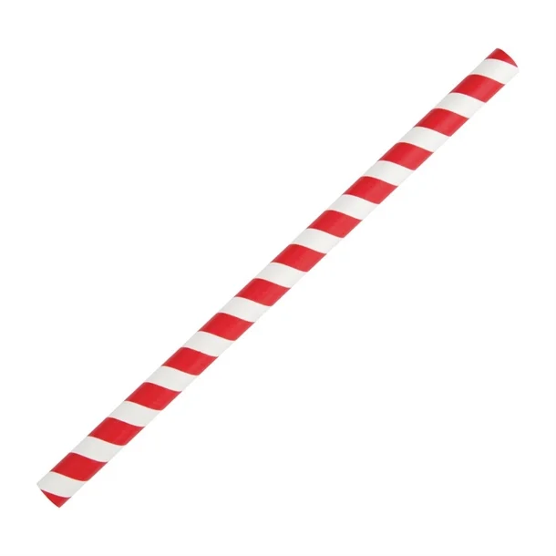[GE0709] Compostable paper straws red stripes (250) 