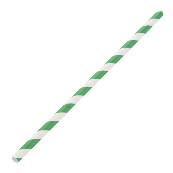 [PA6541] Compostable paper straws green stripes (250) 