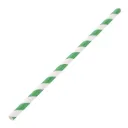 Compostable paper straws green stripes (250) 
